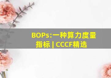 BOPs:一种算力度量指标 | CCCF精选 