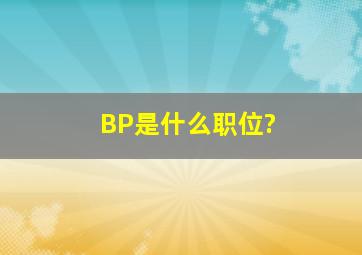 BP是什么职位?