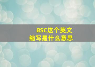BSC这个英文缩写是什么意思(