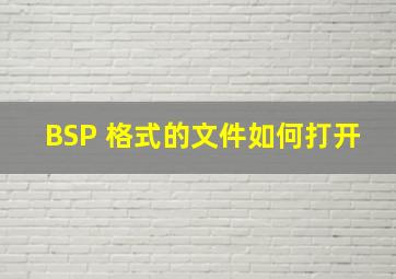 BSP 格式的文件如何打开