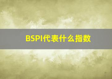 BSPI代表什么指数