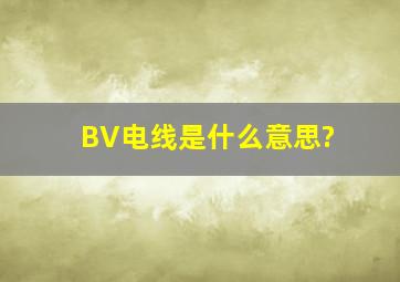 BV电线是什么意思?