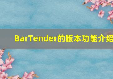 BarTender的版本功能介绍