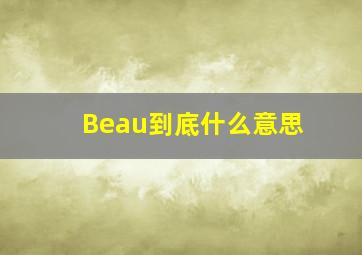 Beau到底什么意思