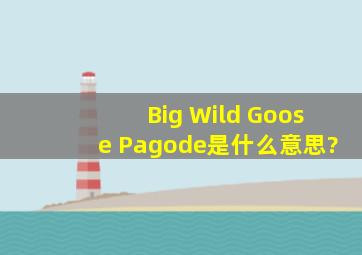 Big Wild Goose Pagode是什么意思?