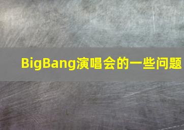 BigBang演唱会的一些问题