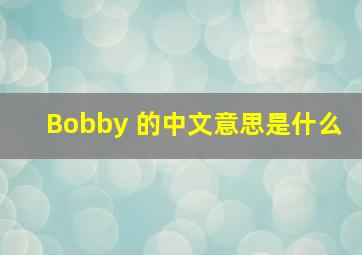 Bobby 的中文意思是什么