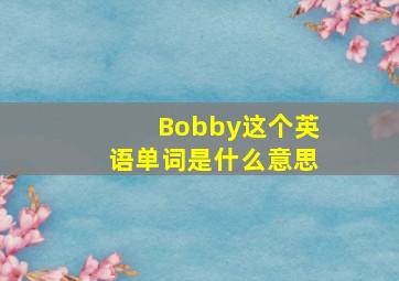 Bobby这个英语单词是什么意思