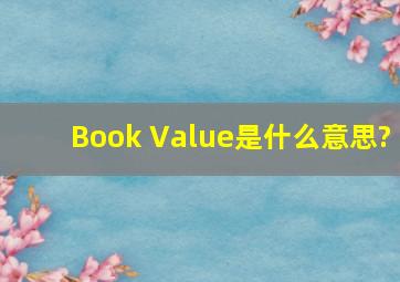 Book Value是什么意思?