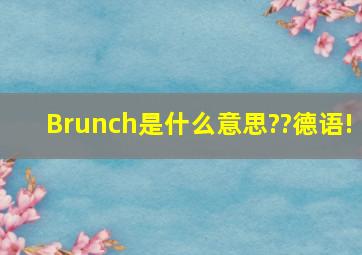 Brunch是什么意思??德语!