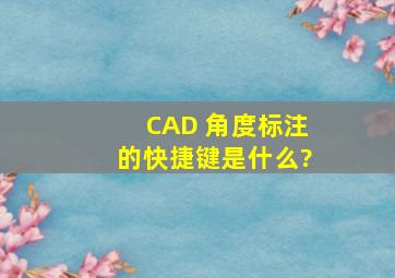 CAD 角度标注的快捷键是什么?