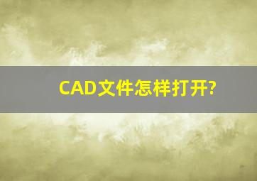 CAD文件怎样打开?