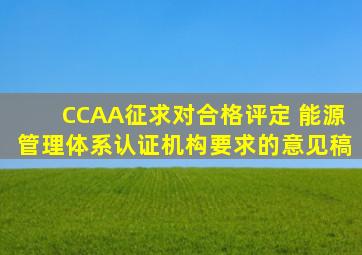 CCAA征求对《合格评定 能源管理体系认证机构要求》的意见稿