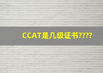 CCAT是几级证书????