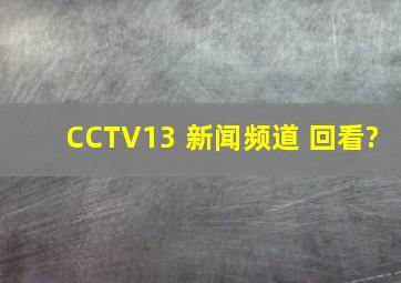 CCTV13 新闻频道 回看?