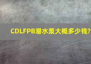 CDLFPB潜水泵大概多少钱?