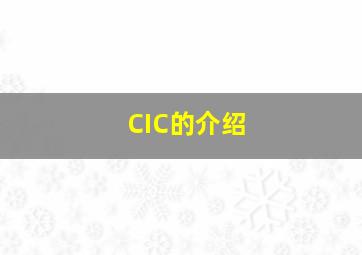 CIC的介绍