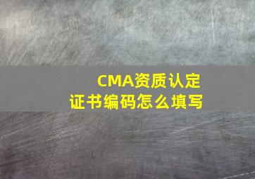 CMA资质认定证书编码怎么填写
