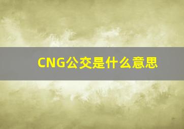 CNG公交是什么意思