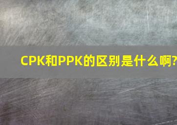 CPK和PPK的区别是什么啊?