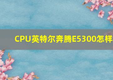 CPU英特尔奔腾E5300怎样?