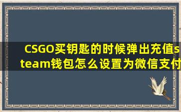 CSGO买钥匙的时候弹出充值steam钱包,怎么设置为微信支付