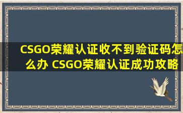 CSGO荣耀认证收不到验证码怎么办 CSGO荣耀认证成功攻略