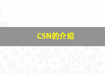 CSN的介绍