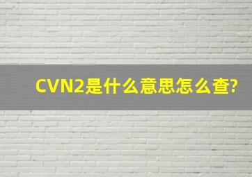CVN2是什么意思,怎么查?