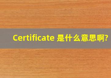 Certificate 是什么意思啊?