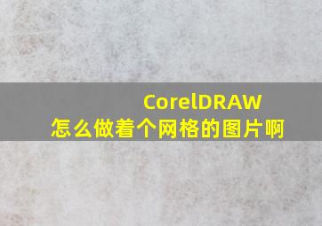 CorelDRAW 怎么做着个网格的图片啊