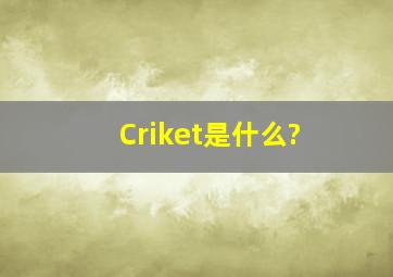 Criket是什么?