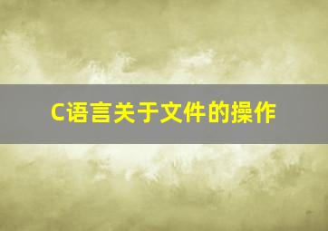 C语言关于文件的操作