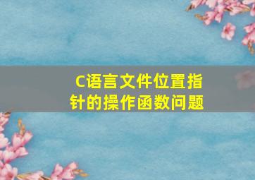 C语言文件位置指针的操作函数问题