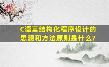 C语言结构化程序设计的思想和方法原则是什么?