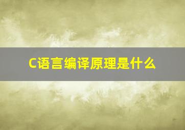 C语言编译原理是什么(