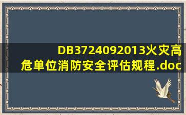 DB3724092013火灾高危单位消防安全评估规程.docx