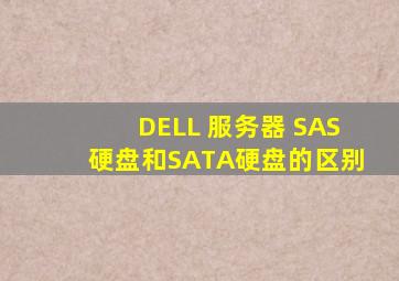 DELL 服务器 SAS硬盘和SATA硬盘的区别