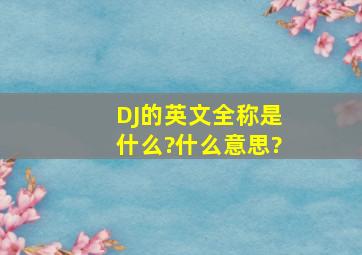 DJ的英文全称是什么?什么意思?