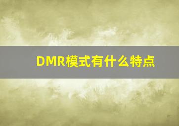 DMR模式有什么特点(