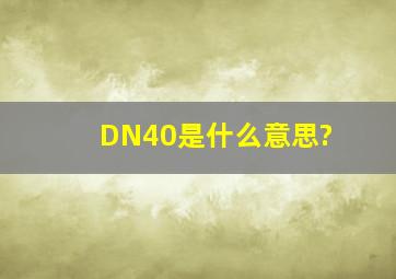 DN40是什么意思?