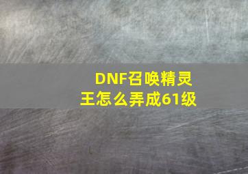 DNF召唤精灵王怎么弄成61级