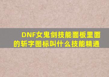 DNF女鬼剑技能面板里面的斩字图标叫什么技能精通