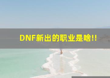 DNF新出的职业是啥!!