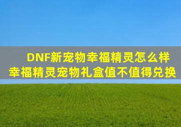 DNF新宠物幸福精灵怎么样 幸福精灵宠物礼盒值不值得兑换