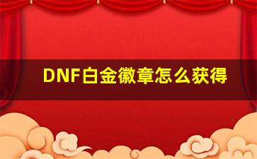 DNF白金徽章怎么获得