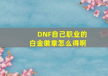 DNF自己职业的白金徽章怎么得啊(