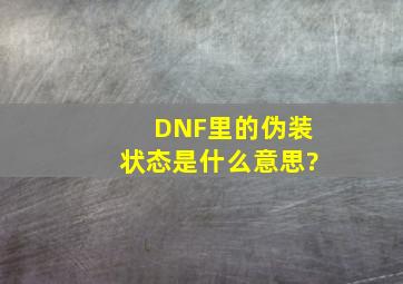 DNF里的伪装状态是什么意思?
