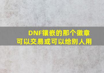 DNF镶嵌的那个徽章可以交易或可以给别人用(
