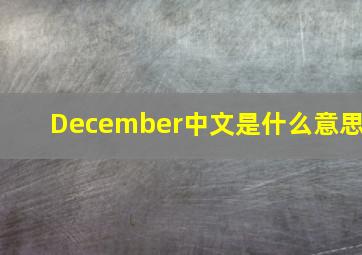 December中文是什么意思